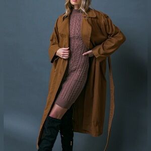 NEW! FreeMarket Nordstrom Brown Solid Trench Coat